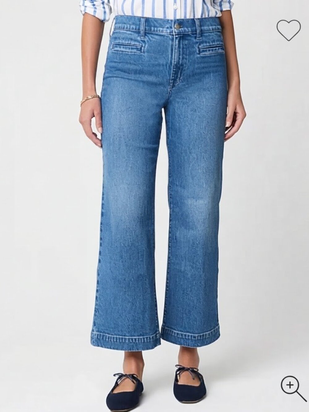 J.Crew Factory Wide Leg Cropped Jeans Welt Pockets Blue Size 26